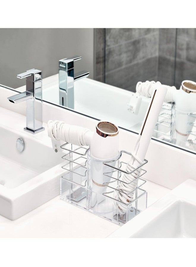 iDesign Countertop or Over-The-Cabinet Hair Tool Organizer - Clear/Chrome - Image 4