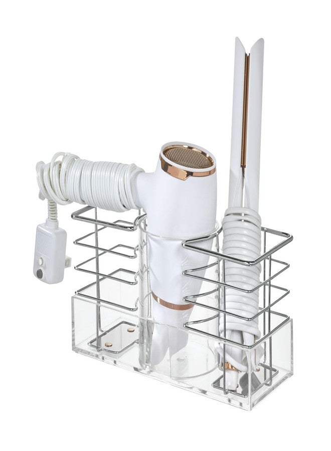 iDesign Countertop or Over-The-Cabinet Hair Tool Organizer - Clear/Chrome - Image 1