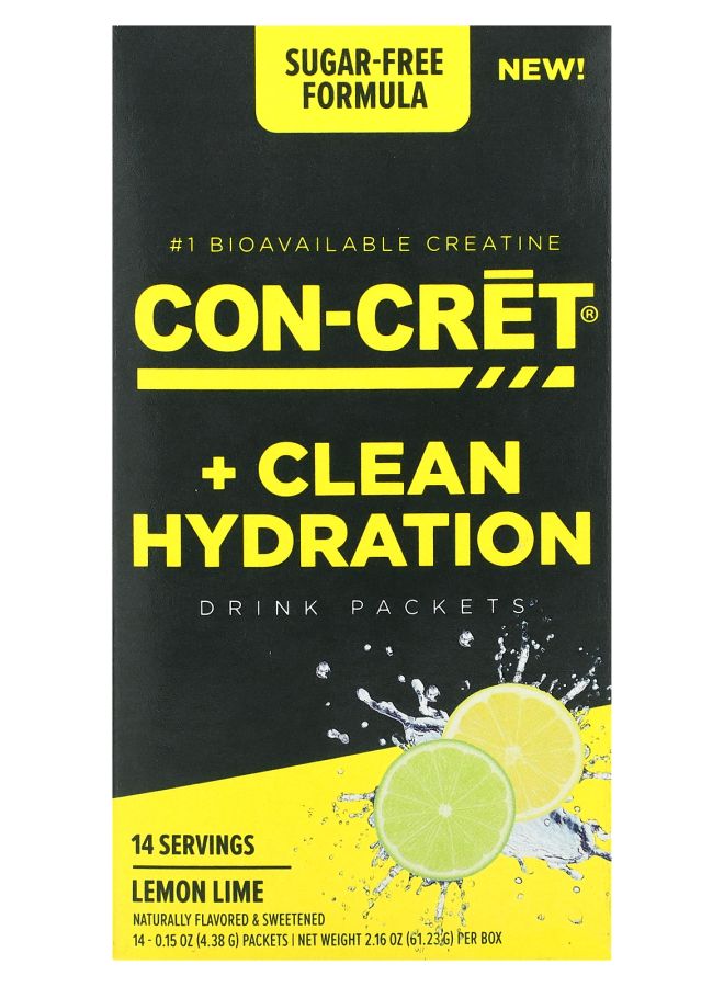 Clean Hydration Drink Packets SugarFree Lemon Lime 14 Packets 0.15 oz (4.38 g) Each