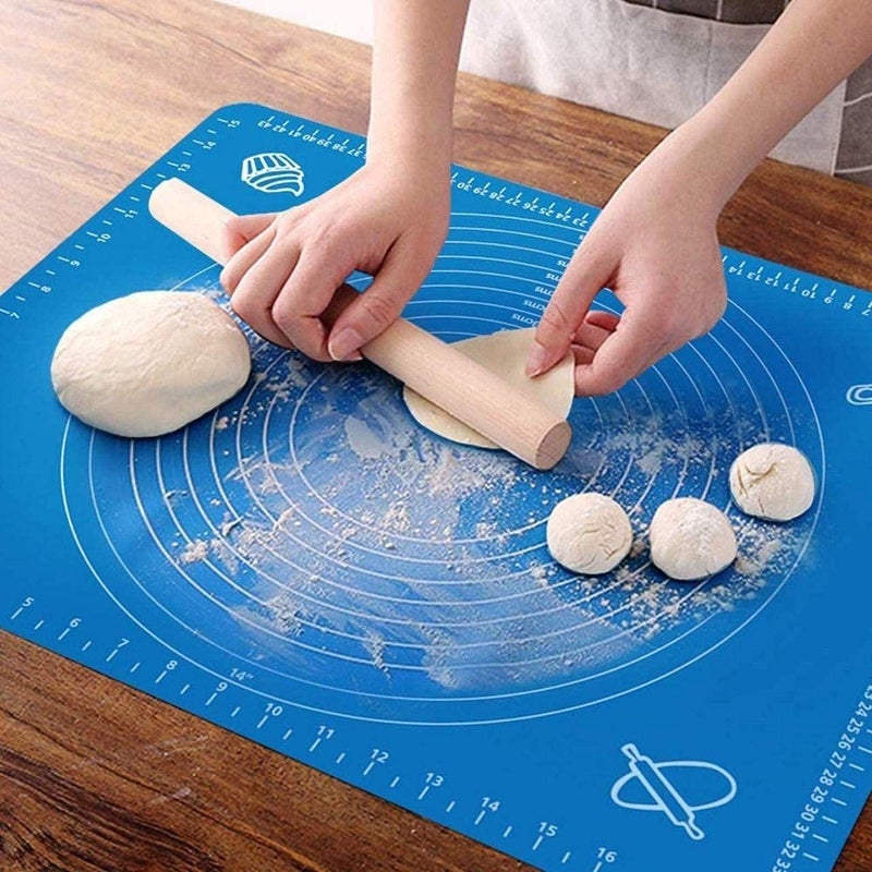 VALKYRIE Fondant Rolling Mat Silicone Baking Mat Sheet Chapati Mat Atta Kneading Mat Stretchable for Kitchen Roti Chapati Cake 50x40cm Multicolour - Image 1