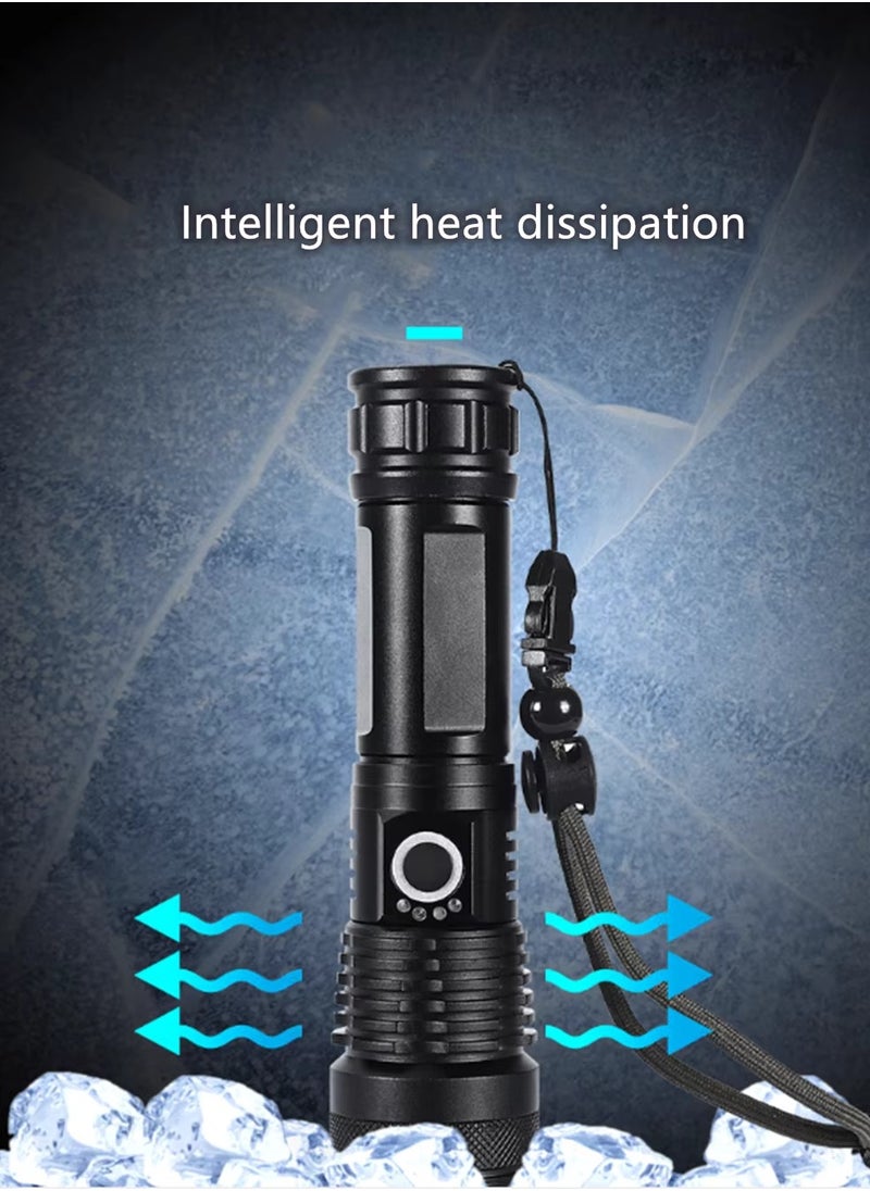QLIGHT - Rechargeable Flashlight 990000 High Lumens, XHP70.2 Super Bright Tactical Flashlights, Led Flash lights with 5 Modes, Zoomable, Type-C, IPX65 Waterproof, Powerful Flash Light for Camping Hiking Running & Cycling - Image 1