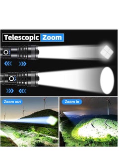 QLIGHT Rechargeable Flashlight 990000 High Lumens, XHP70.2 Super Bright Tactical Flashlights, Led Flash lights with 5 Modes, Zoomable, Type-C, IPX65 Waterproof, Powerful Flash Light for Camping Hiking Running & Cycling  - Image 4