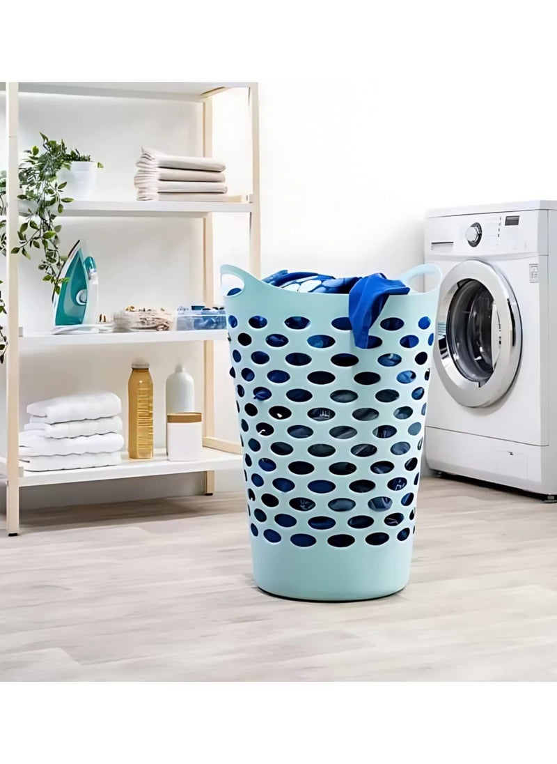 VIO 1 Pack Plastic Flexi Laundry Bin Multipurpose Flexible Laundry Storage Basket Hamper Light Weight and Durable Large Dirty Clothes Organizer Basket Toys Storage Basket with Handles 45 Litre Capacity  - Image 1
