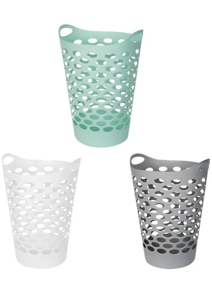 VIO 1 Pack Plastic Flexi Laundry Bin Multipurpose Flexible Laundry Storage Basket Hamper Light Weight and Durable Large Dirty Clothes Organizer Basket Toys Storage Basket with Handles 45 Litre Capacity  - Image 4