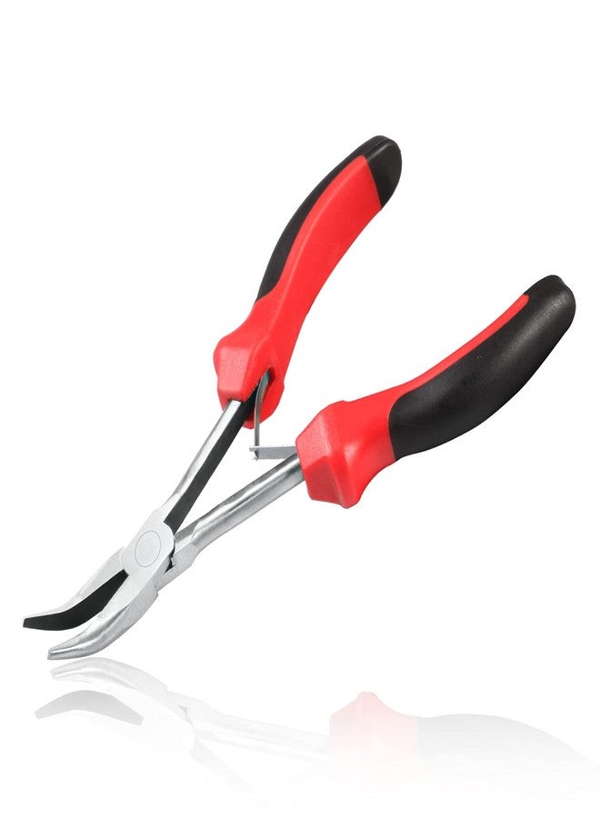 LEONTOOL 6.5 Inches Bent Nose Pliers Mini Long Reach Bent Needle Nose Pliers Bent Long Nose Pliers Angled Long Needle Nose Pliers Chain-Nose Pliers with Curved Nose for Jewelry Making Crafting Repair - Image 1