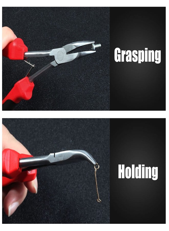 LEONTOOL 6.5 Inches Bent Nose Pliers Mini Long Reach Bent Needle Nose Pliers Bent Long Nose Pliers Angled Long Needle Nose Pliers Chain-Nose Pliers with Curved Nose for Jewelry Making Crafting Repair - Image 3