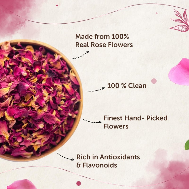 Neuherbs Rose Flower Tea 50g (Pack of 1) | Promote Skin Glow | 100% Clean, Natural & Pure | Rich In Antioxidant | Caffeine Free Tea - Image 2