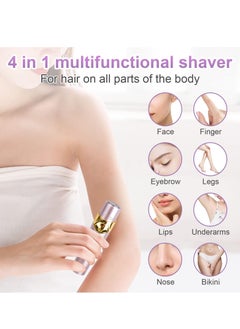 Excefore Facial Hair Remover for Women, 4 in 1 Eyebrow Trimmer Bikini Rechargeable Waterproof Painless Lady Shaver Lips Nose Face Body Peach Fuzz  - Image 2