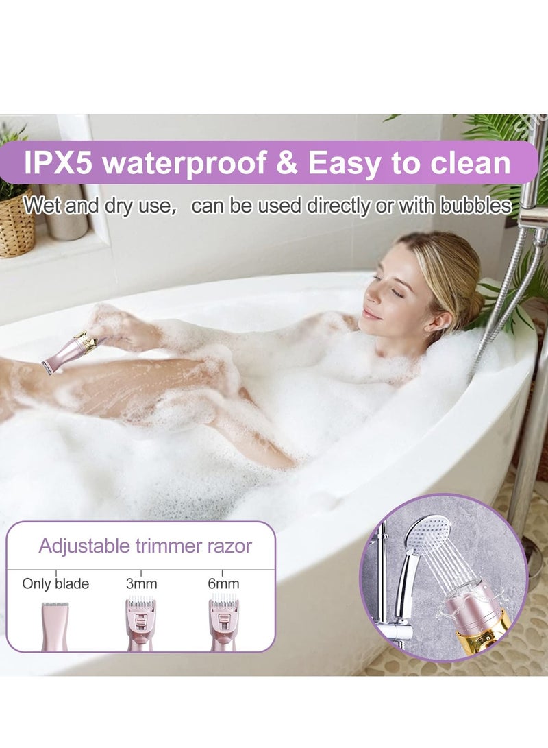 Excefore Facial Hair Remover for Women, 4 in 1 Eyebrow Trimmer Bikini Rechargeable Waterproof Painless Lady Shaver Lips Nose Face Body Peach Fuzz - Image 4