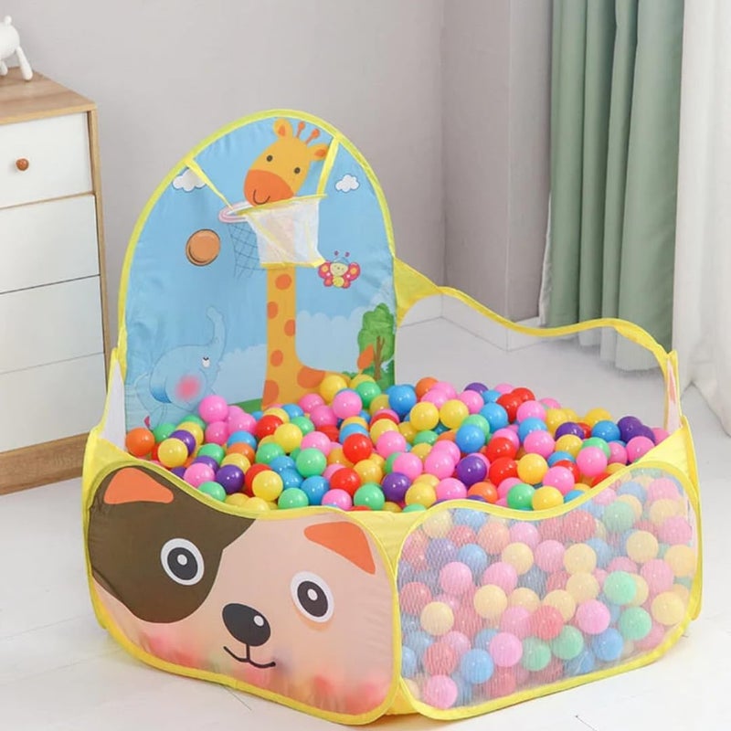 Kids Activity Basketball Ball Pool with 20 Balls | Play Tent House for Boys & Girls Age 2+ Years | Spacious Lightweight Ball Pit | Portable & Easy to Set Up Indoor Outdoor Play Tent