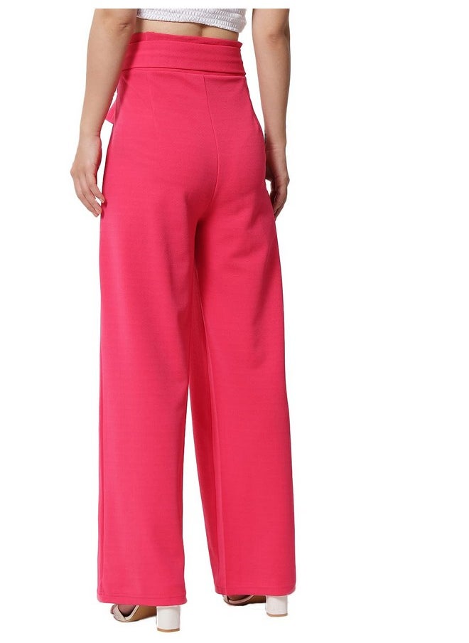 Kotty KOTTY Women Regular length Rose Pink Solid Trousers(Rose Pink,32)  - Image 5