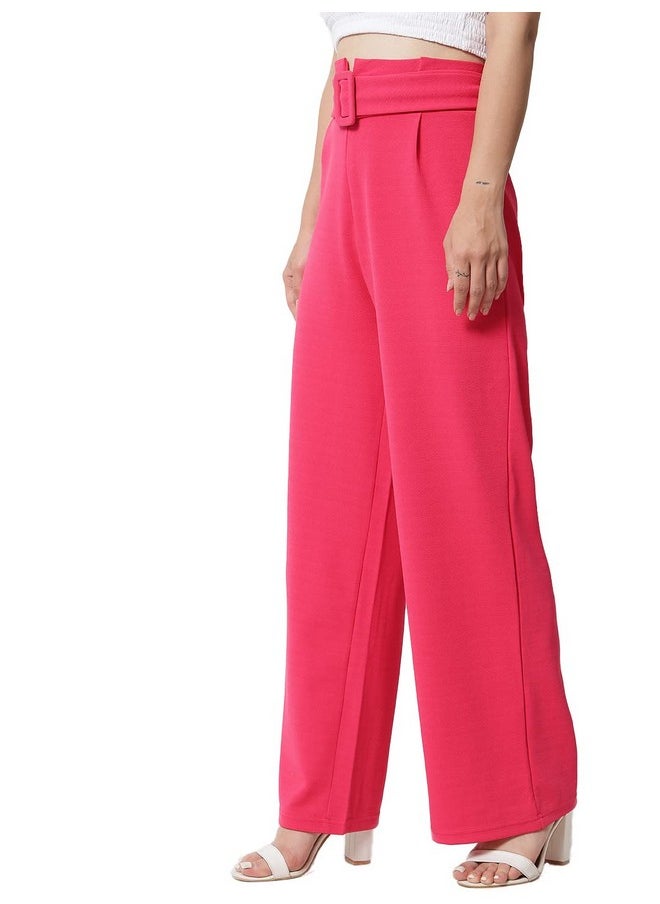 Kotty KOTTY Women Regular length Rose Pink Solid Trousers(Rose Pink,32)  - Image 2