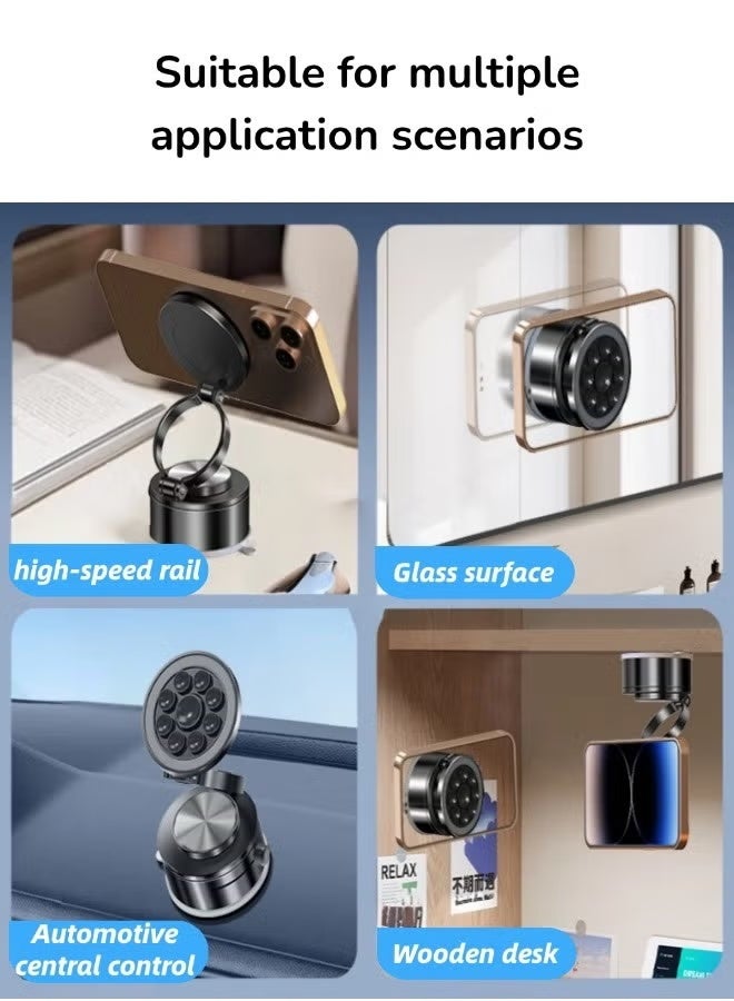 Car Phone Holder,Magnetic Car Phone Holder with Vacuum Suction, 360° Rotating Vacuum Suction Magnetic Car Phone Holder,Adsorption Compact and Portable,Magnetic Car Phone Holder For Car Dashboard Truck Windshield Table Suitable For Tablets Smartphones Flat Universal Magnetic Kit,Black - Image 3