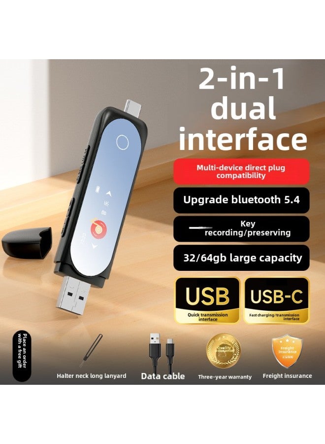 Mp3 Walkman Student Edition Mp4 Senior High School For Students Listening Artifact Bluetooth Music Player English Listening-Body Color:Dual Interface Version [direct Plug-in Download, Can Be Used As A Usb Flash Drive, With Bluetooth]-Memory Capacity:64gb [comes With Memory] - Official Standard Configuration: Host + Data Cable + 3-year Warranty  - Image 1
