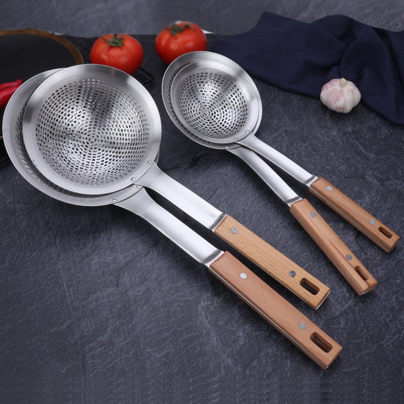 Handle Colander Stainless Steel Hot Pot Drain Spoon Noodles Spoon Kitchen Utensil for Restaurant Home (Diameter 18cm) - Image 1