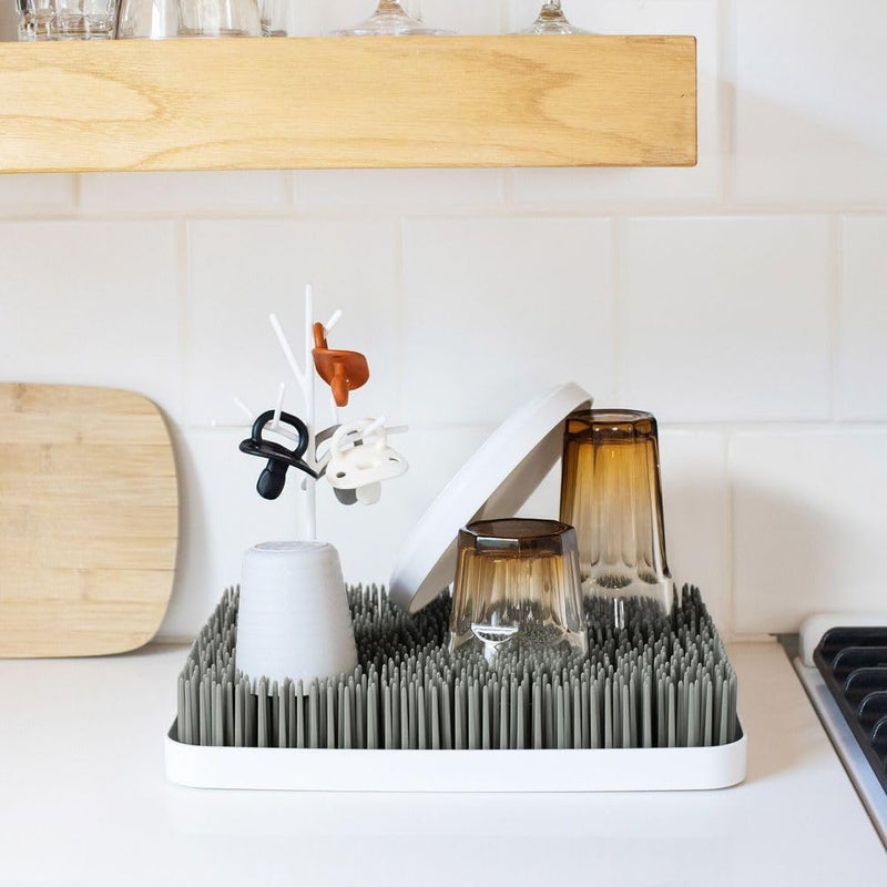 Boon Lawn Countertop Baby Bottle Drying Rack with Antimicrobial Tray - Baby Bottle Dryer and Organizer -Feeding Supplies - Gray - 13.5 x 11 x 2.5 - Image 5