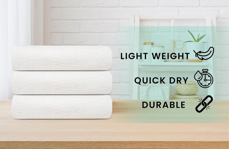 ZUPERIA White Bath Towels Bulk 24 Pack (20 x 40 Inches) - 100% Cotton Economy Light Weight Towels for Commercial Use - Quick Dry, Ultra-Soft, and Absorbent Bulk Towels - Image 2