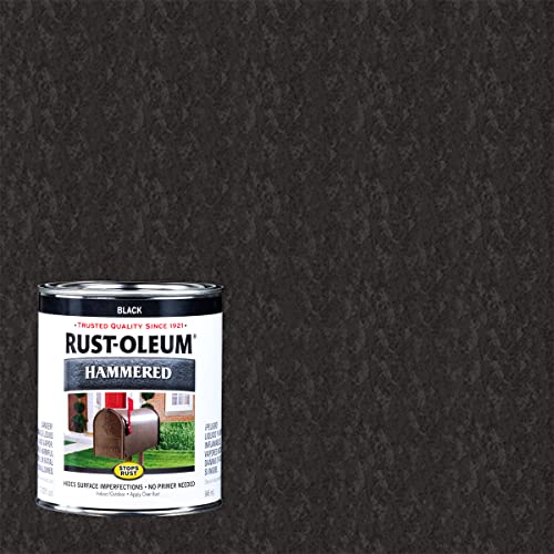 Rust-Oleum 7215502 Stops Rust Hammered Finish Brush Paint, Quart, Black - Image 2
