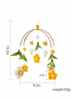 Y&D Baby Crib Mobile Bamboo Wind Chime Bed Bell Bedroom Ceiling Cotton Balls Portable Bee Decor Hanging Rotating Plush Toys for  - Image 2