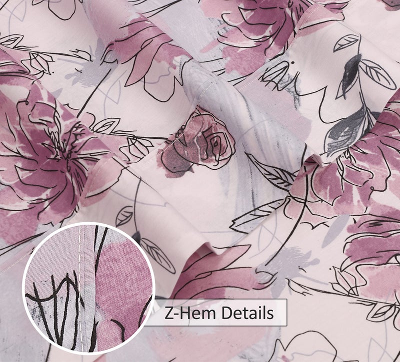 Ruvanti 100% Cotton Bed Sheets, 4 Pcs Bed Sets, Lilac Floral Print Full Size Sheets Set, Soft, Breathable, Deep Pocket Sheets, Cooling Bedding Sheets Set Include 1 Flat, 1 Fitted Sheet, 2 Pillowcases. - Image 4