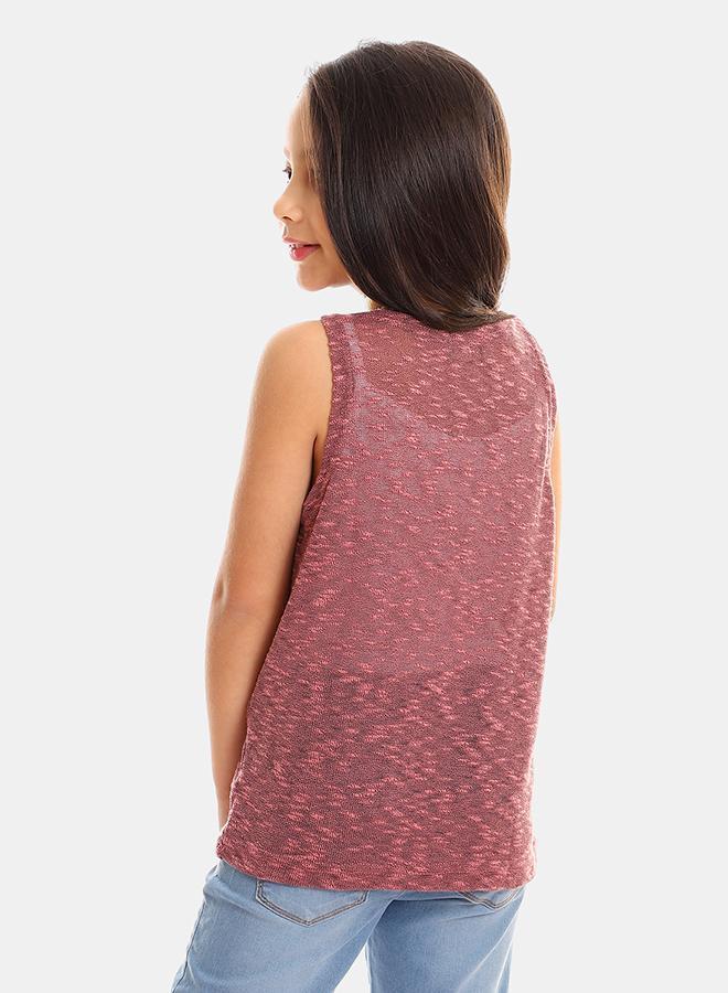 kady Girls Self Pattern Sleeveless Tank Top girls cashmere  1337-cashmere-2 - Image 3