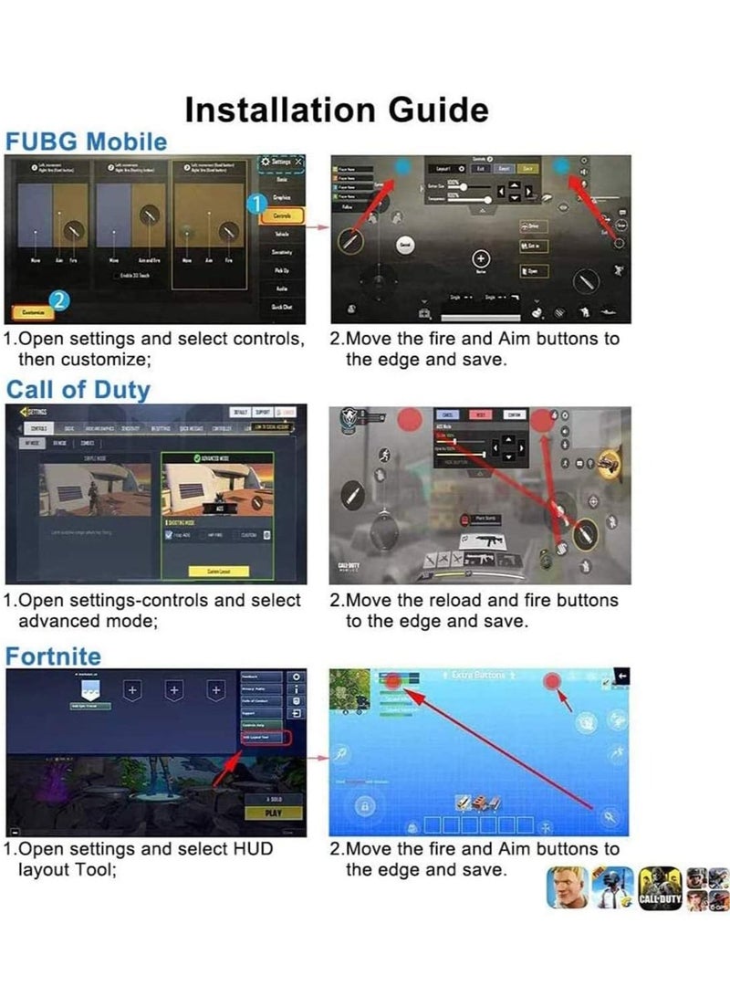 PUBG Trigger PUBG Mobile Controller Shooting Trigger Auto High Frequency Click with Joystick Gamepad for Mobile Phone Game Controller Up of Duty Compatible for Android iOS