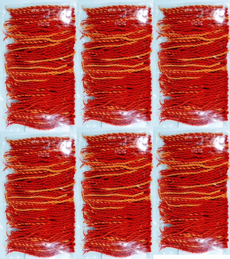 Agnirva Agnirva Long Twisted Special Cotton Moli DhagaKalava Double Wicks Lambi Double Diya Batti Rui Batti for Pooja Red Color Pack of 100 Pcs Set of 6 Vattalu Deepam for aarti puja  - Image 4
