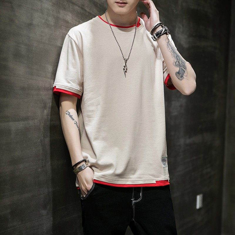 Autumn and summer men's pure cotton 2025 new long-sleeved t-shirt autumn clothes T-shirt lining undershirt high school and junior high school students - Image 1