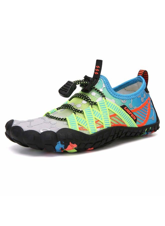 UBFEN Water Shoes for Kids Boys Girls Aqua Socks Barefoot Beach Sports Swim Pool Quick Dry Lightweight Toddler Little Big Kid C Grey Green 3 Big Kid - Image 2