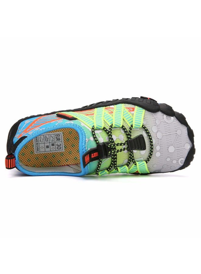 UBFEN Water Shoes for Kids Boys Girls Aqua Socks Barefoot Beach Sports Swim Pool Quick Dry Lightweight Toddler Little Big Kid C Grey Green 3 Big Kid - Image 3