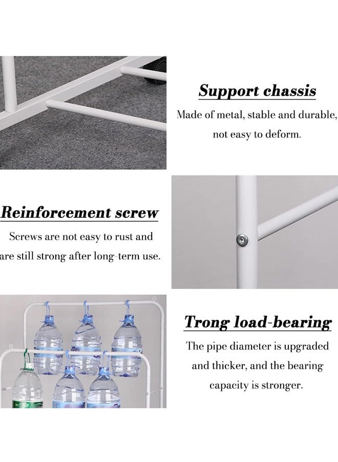 FUMES Heavy-Duty Double Rod Clothes Rack with Bottom Shelf and Wheels Steel Garment Organizer Stand - Image 2