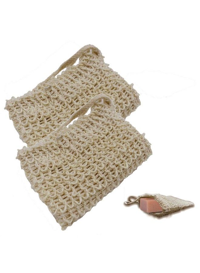 Dogxiong 2 Pack Soap Exfoliating Bag Natural Soap Saver With Drawstring And Wooden Bead Holderexfoliating Loofah Pouch For Bathroom Shower - Image 2