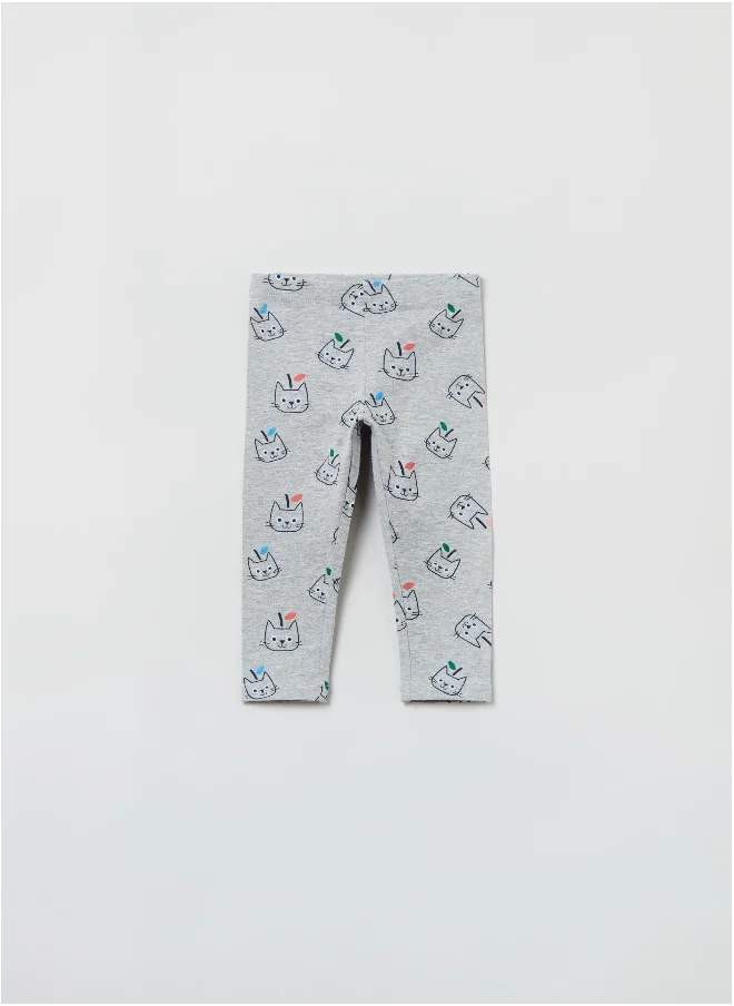 او في اس OVS Baby Girl Cat Print Leggings