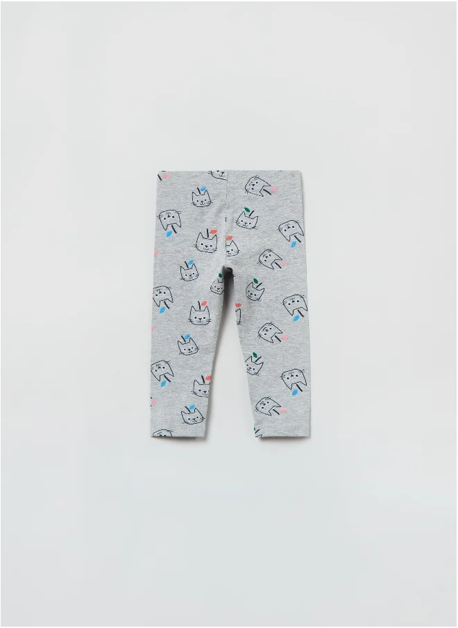 او في اس OVS Baby Girl Cat Print Leggings
