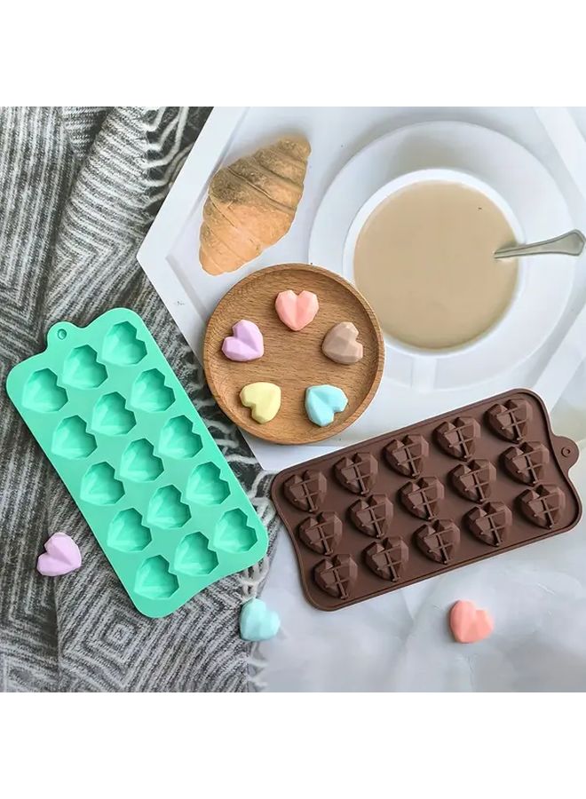 Nordic Blue 1 4pcs Diamond Love Chocolate Silicone Mold High Temperature Resistant Easy Demold Ice Cube Candy Pudding Cake Decoration Air Fryer Holiday Baking - Image 5