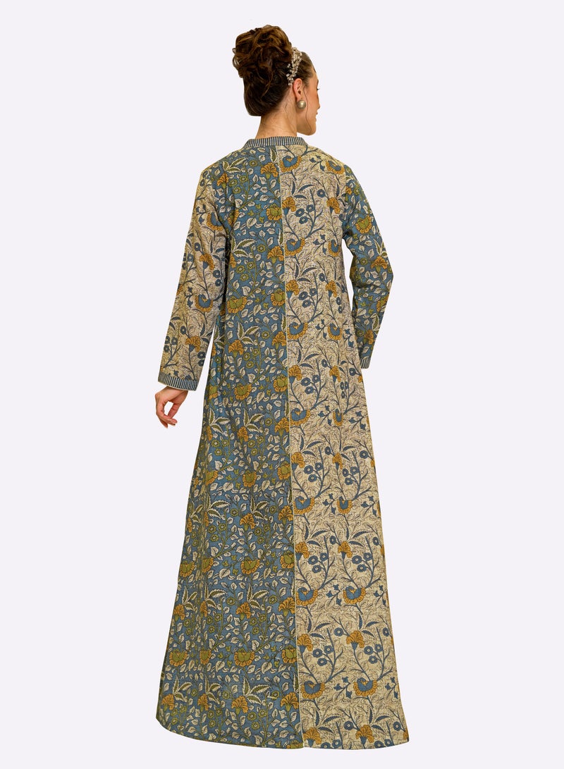 Sara Arabia جلابية سارة العربية بتصميم ثنائي اللون مع زهور - Image 2