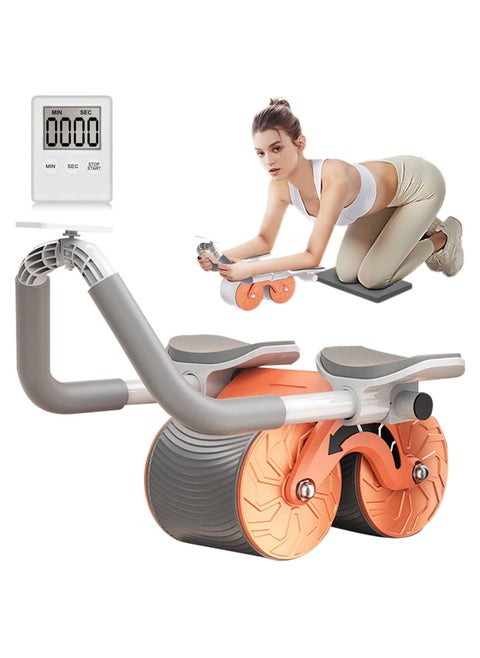 Ab Abdominal Exercise Roller,Elbow Support Automatic Rebound Abdominal Wheel with Knee Pad and Timer, Abs Roller Wheel Core Workout Strength Trainin Equipment for Beginners Home Gym