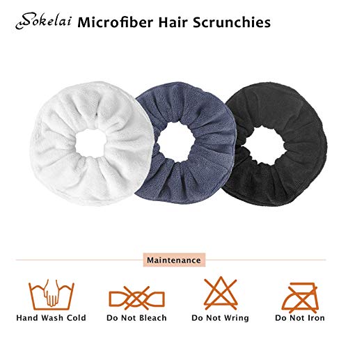 wokelai Hair Drying Towel Scrunchies - Terry Cloth Scrunchie Large Microfiber Hair Ties for Frizz Free Women Girls Thick Fuzzy Scrunchy Bobbles Hair Bands Ropes Ponytail Holder Wet Hair Accessories - Image 4