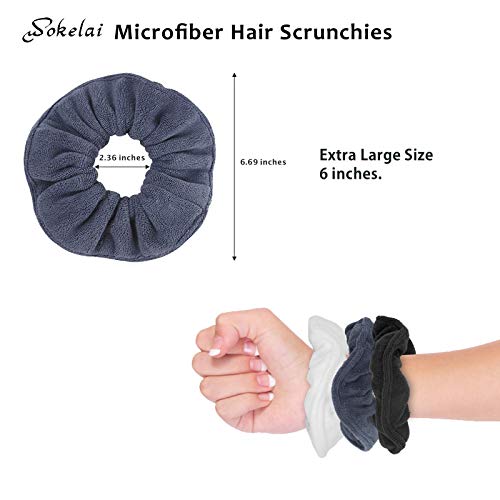 wokelai Hair Drying Towel Scrunchies - Terry Cloth Scrunchie Large Microfiber Hair Ties for Frizz Free Women Girls Thick Fuzzy Scrunchy Bobbles Hair Bands Ropes Ponytail Holder Wet Hair Accessories - Image 2