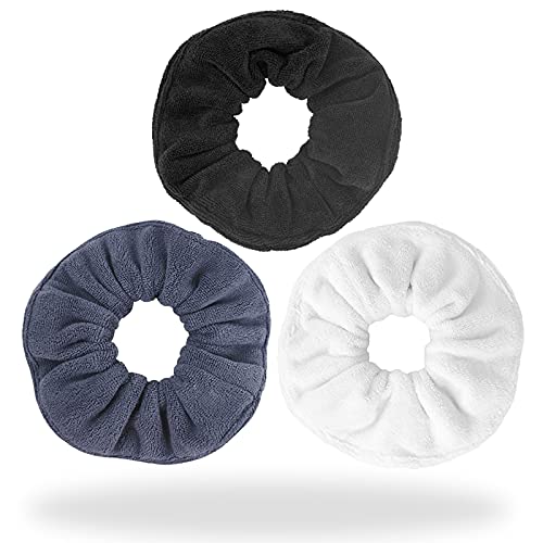wokelai Hair Drying Towel Scrunchies - Terry Cloth Scrunchie Large Microfiber Hair Ties for Frizz Free Women Girls Thick Fuzzy Scrunchy Bobbles Hair Bands Ropes Ponytail Holder Wet Hair Accessories - Image 1