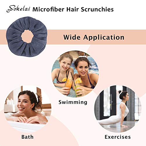 wokelai Hair Drying Towel Scrunchies - Terry Cloth Scrunchie Large Microfiber Hair Ties for Frizz Free Women Girls Thick Fuzzy Scrunchy Bobbles Hair Bands Ropes Ponytail Holder Wet Hair Accessories - Image 5