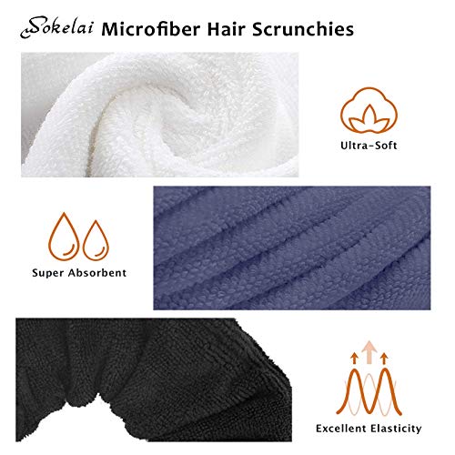 wokelai Hair Drying Towel Scrunchies - Terry Cloth Scrunchie Large Microfiber Hair Ties for Frizz Free Women Girls Thick Fuzzy Scrunchy Bobbles Hair Bands Ropes Ponytail Holder Wet Hair Accessories - Image 3