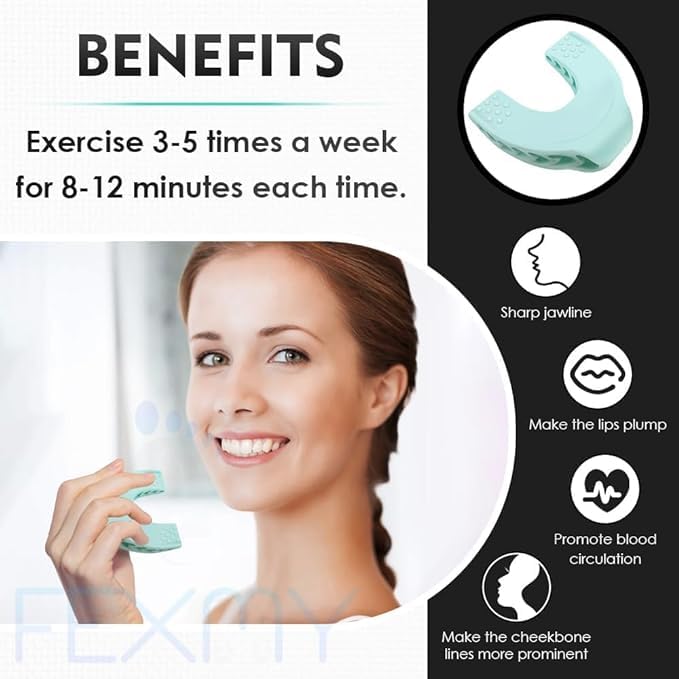 Bitrexup Bitrexup Premium Facial Exerciser Jawline Exerciser for Men and Women Tighten Tone Strengthen Target your jawline chin lips and cheekbones Foodgrade Silicone Sky Blue  - Image 2