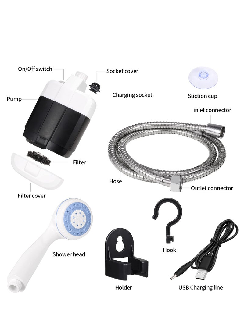 Arabest - Portable Outdoor Shower, Compact Handheld Rechargeable Camping Showerhead, Pumps Water from Bucket Into Steady, Gentle Shower Stream - Image 1