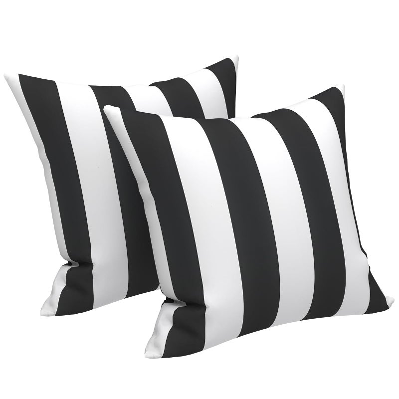 LVTXIII Indoor Outdoor Pillow Covers Covers ONLY Patio Accent Square Toss Pillow Cushion Case 18 x 18 Pack of 2 for Sofa Couch Patio Furniture Decoration  Cabana Black