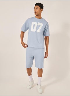 Styli Varsity Print Oversized T-Shirt and Shorts Co-Ords  - Image 1