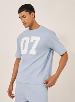 Styli Varsity Print Oversized T-Shirt and Shorts Co-Ords  - Image 2