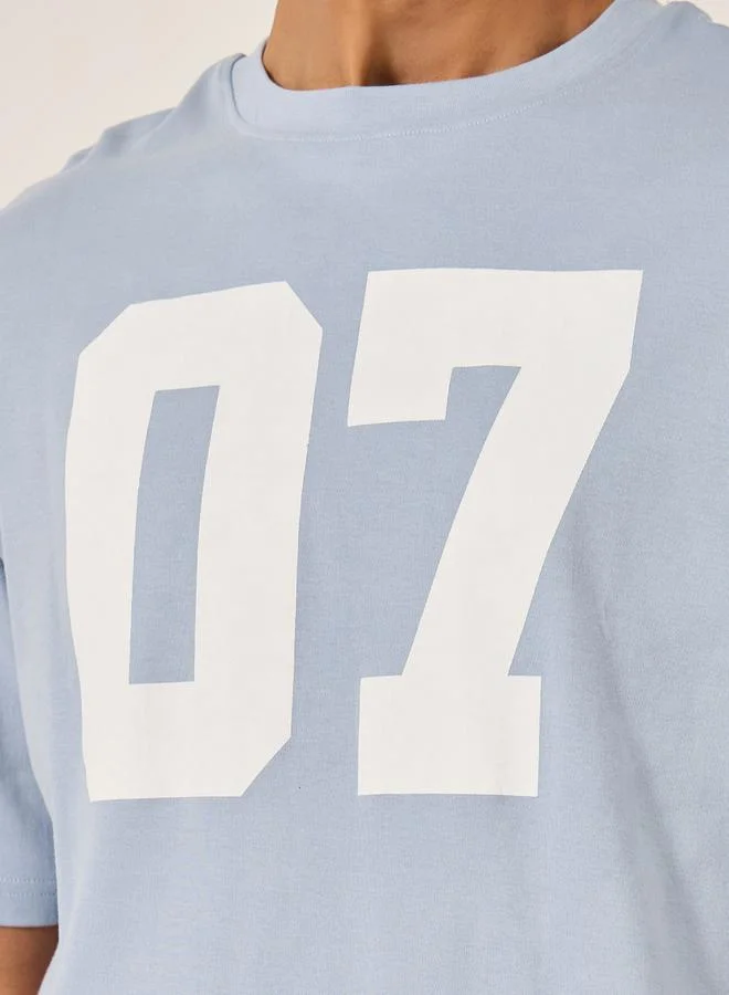 Styli Varsity Print Oversized T-Shirt and Shorts Co-Ords