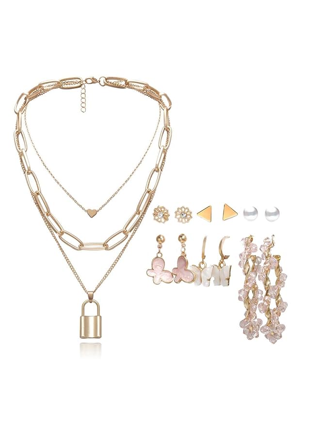 YouBella Fashion Jewelery Gold Plated Necklace And Earrings Combo Jewelery Set For Girls And Women Gold Ybnk_50371 Medium Brass No Gemstone - Image 1