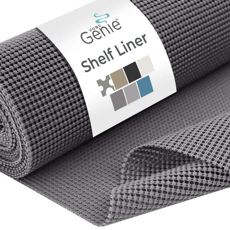 HOME GENIE Shelf Drawer and Cabinet Liner, Durable with Strong Grip, 12 in x 20 FT, Non Adhesive Liners Protect Kitchen Cabinets and Cupboard, Pantry, Bathroom Drawers and Shelves, Desks, Slate Gray - Image 1
